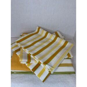 Vintage MCM‎ Cannon Monticello Full Striped Flat Sheet & 3 Sears Pillowcases